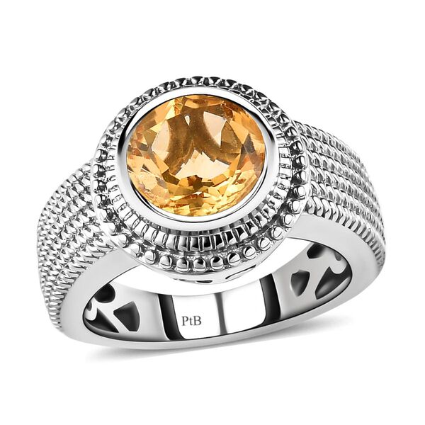 Citrin-Ring, reines Messing platiniert (Gr&ouml;&szlig;e 16.00) ca. 1,84 ct image number 4