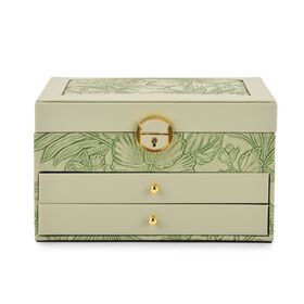 3-lagige PU Schmuckk&auml;stchen mit gepr&auml;gtem Blumenmuster, 22x17x13 cm, Gr&uuml;n