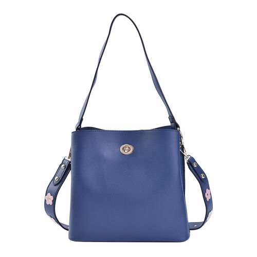 Crossbody Tasche aus Kunstleder mit abnehmbarem Riemen, Größe 24x11x22 cm, Dunkelblau image number 0