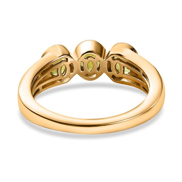 AA Natürlicher, italienischer Vesuvianit, Weißer Zirkon Ring, 925 Silber Gelbgold Vermeil, (Größe 20.00), ca. 1.45 ct image number 6