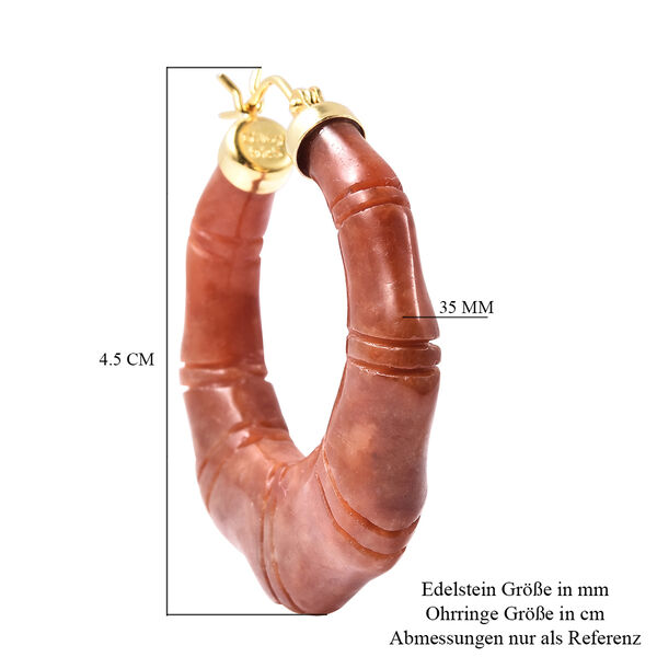 Rote Jade-Creolen, 925 Silber vergoldet ca. 81.50 ct image number 5