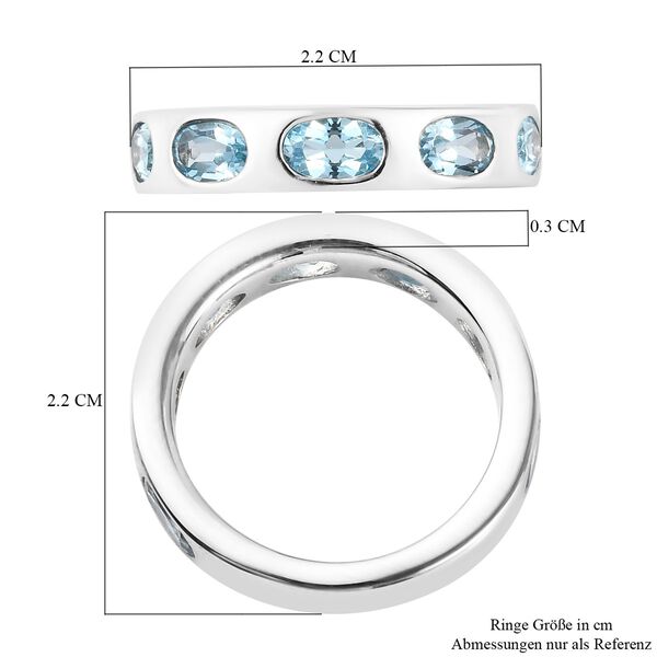 Schweizer Blautopas Band Ring 925 Silber Platin-&Uuml;berzug image number 7