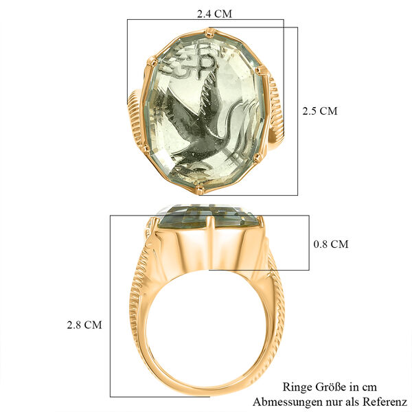 GP - AA Prasiolith, Kanchanaburi Blauer Saphir Ring 925 Silber 750 Gelbgold Vermeil (Gr&ouml;&szlig;e 17.00) ca. 16,50 ct image number 7