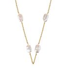 Weiße Keshi Perle Halskette ca. Flexibles cm Reiner Edelstahl Standard gelb vergoldet