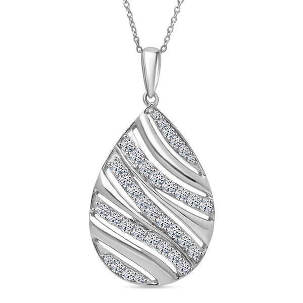 LUXURIANT SI-GH Labor Diamant Anh&auml;nger mit 50cm Kette, 925 Silber rhodiniert - 1 ct.