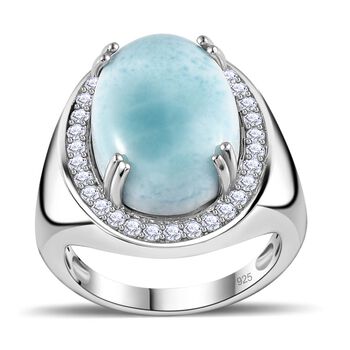 AA Larimar und Zirkon Ring - 10,40 ct.
