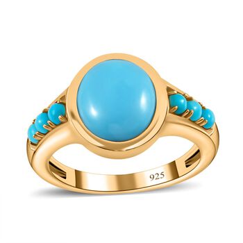 AA Sleeping Beauty T&uuml;rkis Ring 925 Silber Gelbgold Vermeil (Gr&ouml;&szlig;e 17.00) ca. 4,99 ct