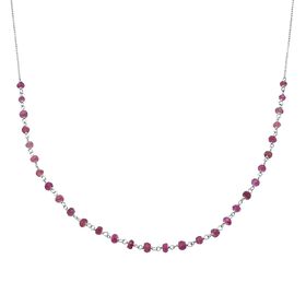 Afrikanischer Rubin (Fissure gef&uuml;llt) Halskette ca. 50 cm 925 Silber ca. 6,00 ct.