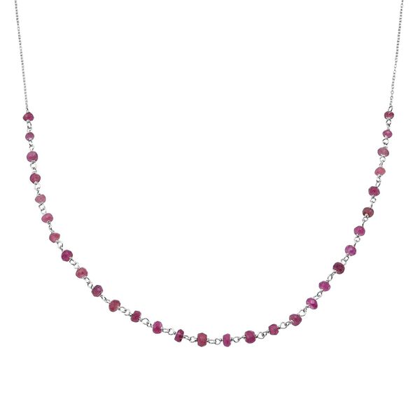 Afrikanischer Rubin (Fissure gef&uuml;llt) Halskette ca. 50 cm 925 Silber ca. 6,00 ct. image number 0