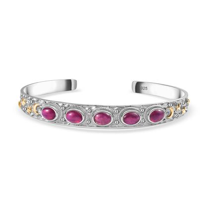 AA Afrikanischer Rubin (Fissure gef&uuml;llt) Armreif ca. 19 cm 925 Silber rhodiniert ca. 6.36 ct