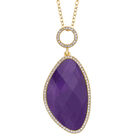 Afrikanischer Amethyst, Weißer Zirkonia Anhänger mit Kette, Goldfarbene ca. 18.00 ct