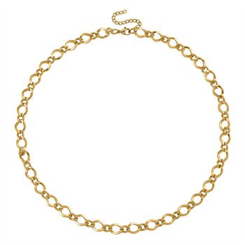 Gliederketten- und Herringbone-Design Halsketten-Set, Edelstahl, ca. 50 cm, goldafarben