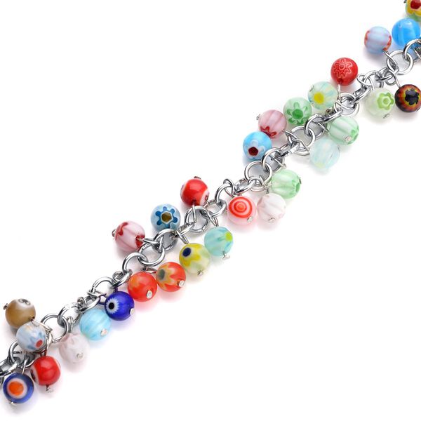 Mehrfarbiges Armband/ Fußkettchen im Murano-Stil, 19+10cm image number 8