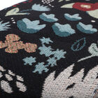 Handgewebte Jacquard-Decke mit Fransen, 100% Baumwolle, Blumenwiese, Schwarz/mehrfarbig image number 5