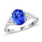 AAAA Tansanit, Weißer Diamant Ring 950 Platin (Größe 20.00) ca. 2,50 ct