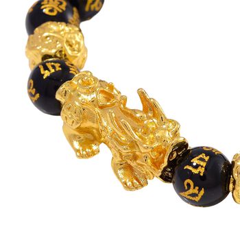 Schwarzer Glasachat Armband, flexibles  (ca. 18-19 cm) Gelb ca. 180,00 ct.