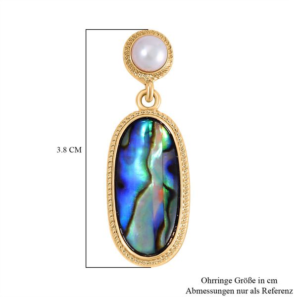 Abalone Muschel und weiße Süßwasserperle Ohrringe - 20 ct. image number 6