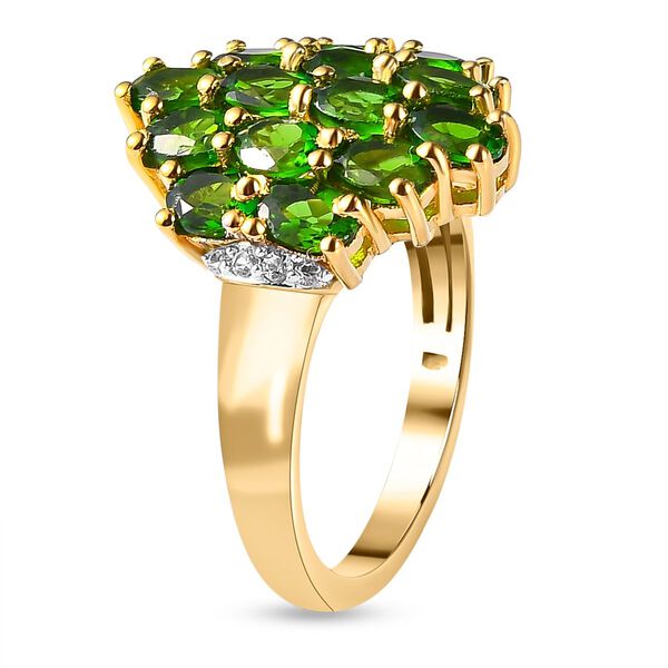 Natürlicher Chromdiopsid und weißer Zirkon Ring, 925 Silber vergoldet (Größe 17.00) ca. 2,79 ct image number 5