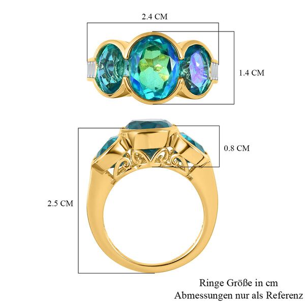 Paraiba Pfau Triplett Quarz und Zirkon-Ring - 6,86 ct. image number 6