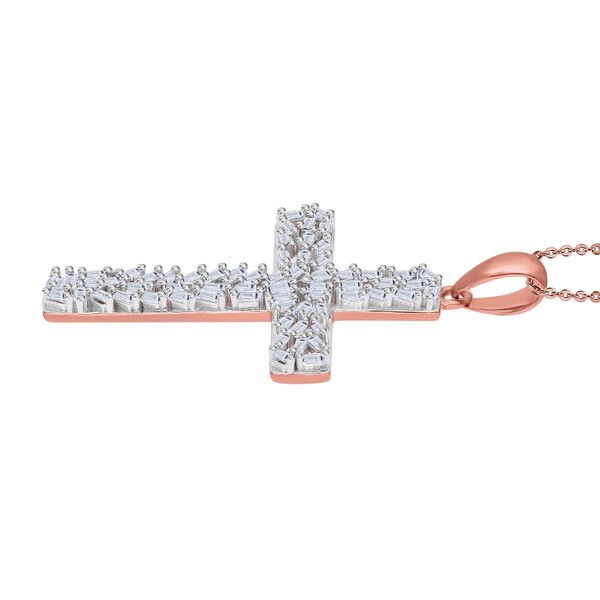 LUXURIANT SI-GH Labor Diamant Kreuz Anhänger mit 50cm Kette, 925 Silber 750 Roségold Vermeil - 0,33 ct. image number 4