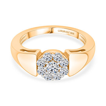 LUXURIANT DIAMOND - Lab Grown Diamant SI-GH Ring 925 Silber 750 Gelbgold Vermeil (Gr&ouml;&szlig;e 21.00) ca. 0.50 ct