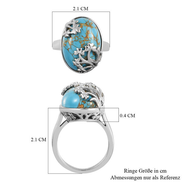 Blauer Mojave T&uuml;rkis Ring Messing Ionenbeschichtetes Platin  ca. 10,62 ct image number 7