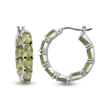 Nat&uuml;rlicher Peridot Creolen 925 Silber platiniert ca. 8,64 ct