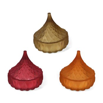 3er Set - Duftkerze Glass, je 50gr - 15 Std. Brenndauer - 3 ml &Auml;therische &Ouml;l, Erdbeere, Franz&ouml;sischer Kaffee, Pfirsichbl&uuml;tenhonig