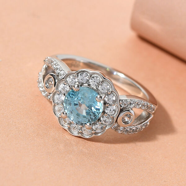 Kambodschanischer, blauer und weißer Zirkon-Ring, 925 Silber platiniert  ca. 2,48 ct image number 7