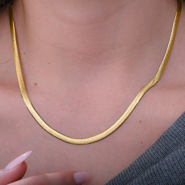 Fischgrätenkette 45cm in 925 Silber vergoldet image number 2