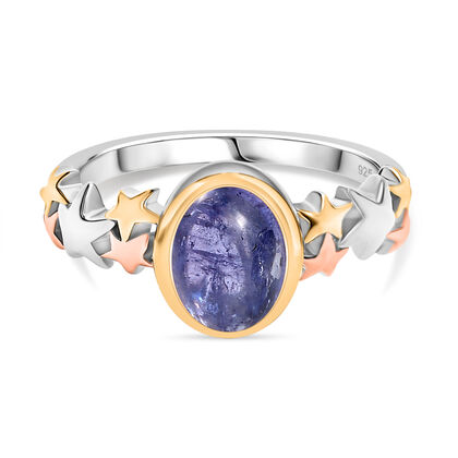 AA Tansanit Ring 925 Silber Tricolor (Gr&ouml;&szlig;e 19.00) ca. 1.74 ct