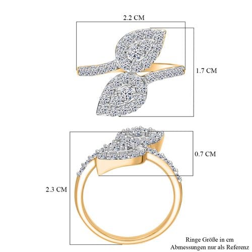 Lab Grown Diamant SI Ring 925 Silber Gelbgold Vermeil (Größe 19.00) ca. 1,11 ct image number 5