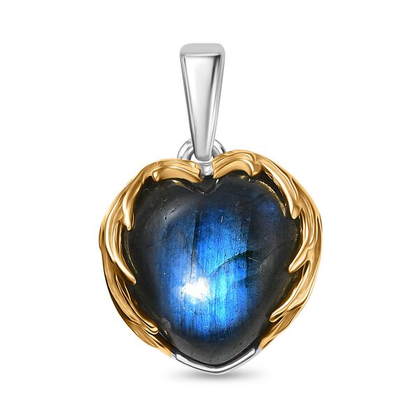 D'Joy AAA Labradorit Anhänger 925 Silber Rhodiniert und 750 Gelbgold Vermeil ca. 6,37 ct. image number 0