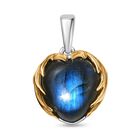 D'Joy AAA Labradorit Anhänger 925 Silber Rhodiniert und 750 Gelbgold Vermeil ca. 6,37 ct.
