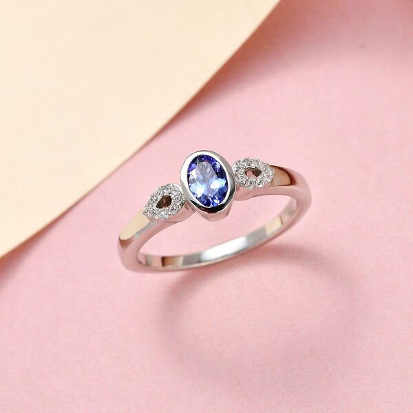 Tansanit und weißer Zirkon-Ring - 0,52 ct. image number 2