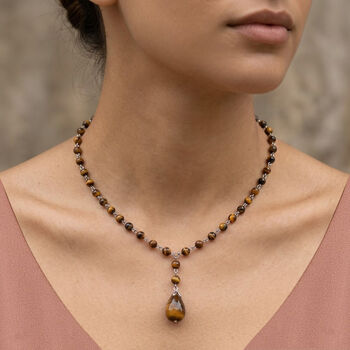 Tigerauge Halskette ca. 45 cm+ 5 cm Extender, ca. 95.00 ct