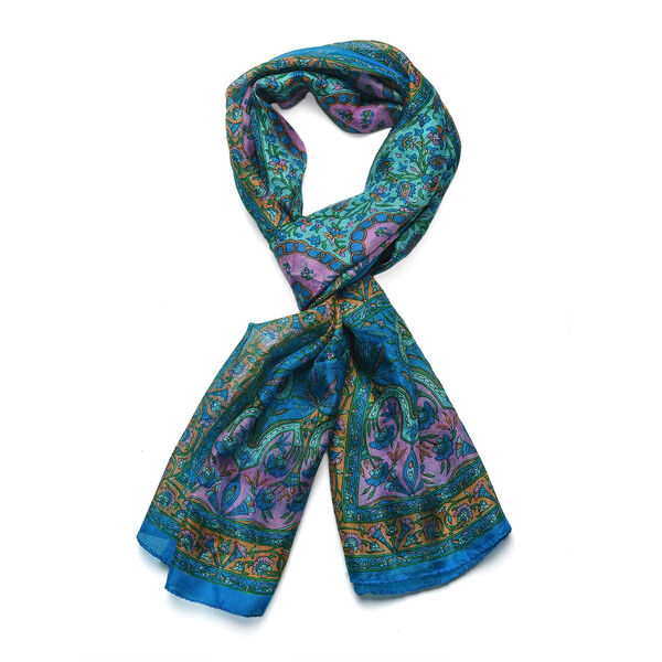 K&ouml;nigsblauer Seidenschal mit Paisleymuster image number 8
