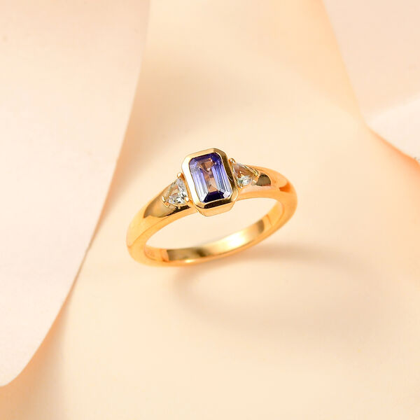 Pfau Tansanit und grüner Tansanit Ring - 0,85 ct. image number 2