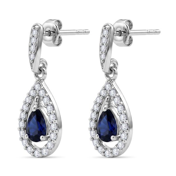 D'Joy AAA Ceylon-Saphir, Moissanit Ohrringe 925 Silber rhodiniert ca. 0.76 ct image number 3