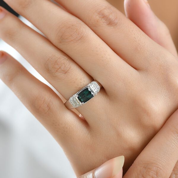 LUXORO AAA Indicolite, Wei&szlig;er Diamant Ring 417 Gold (Gr&ouml;&szlig;e 20.00) ca. 1,48 ct image number 2