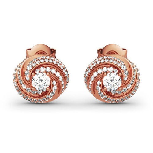 AAA Zirkonia Knotten Design Ohrringe, Messing rosévergoldet image number 0