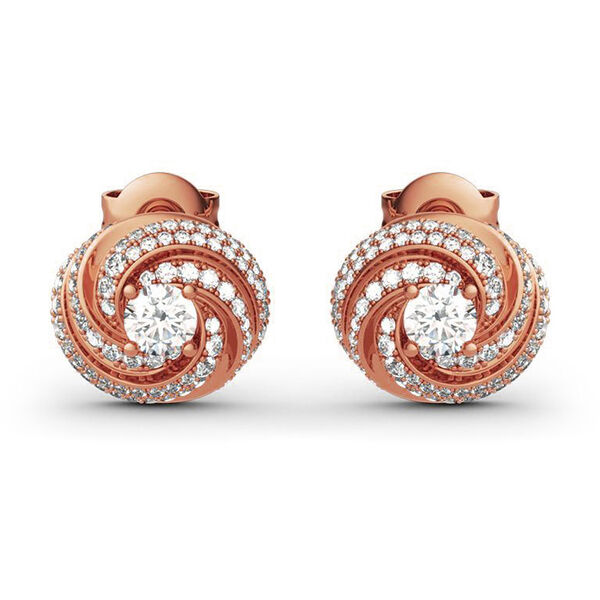 AAA Zirkonia Knotten Design Ohrringe, Messing rosévergoldet image number 0