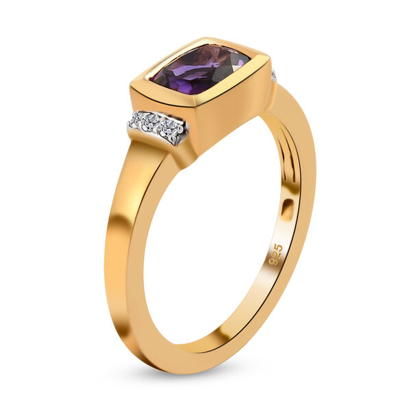 Nat&uuml;rlicher, marokkanischer Amethyst und wei&szlig;er Zirkon-Ring, 925 Silber vergoldet  ca. 0,92 ct image number 5