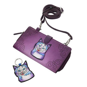 Sukriti - Genuine Leather Flower theme Hand Painted Crossbody Bag cum wallet with adjustable leather strap.
Bag Size: 8 L X 4.25 H X 1.125 W inches
Key ring Size: 2.25 L x 2.375 H inches