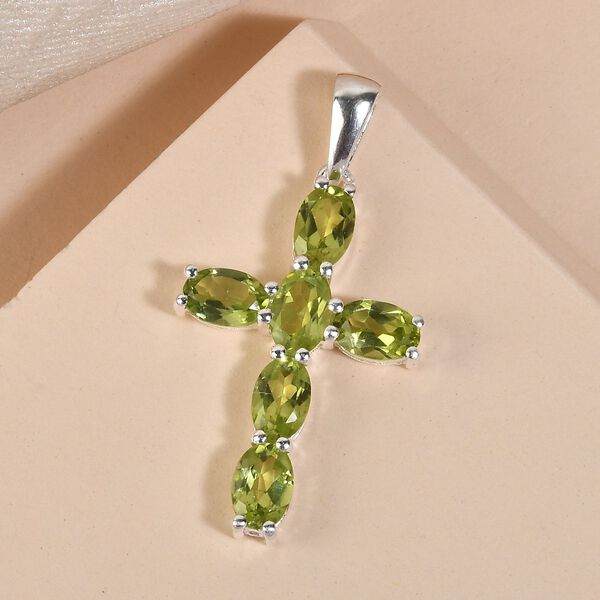 Peridot Kreuz Anhänger - 2,87 ct. image number 3