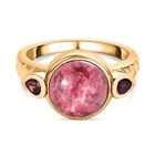 Norwegischer Thulit, Rhodolith Granat Ring, 925 Silber vergoldet, (Gr&ouml;&szlig;e 17.00) ca. 5.63 ct