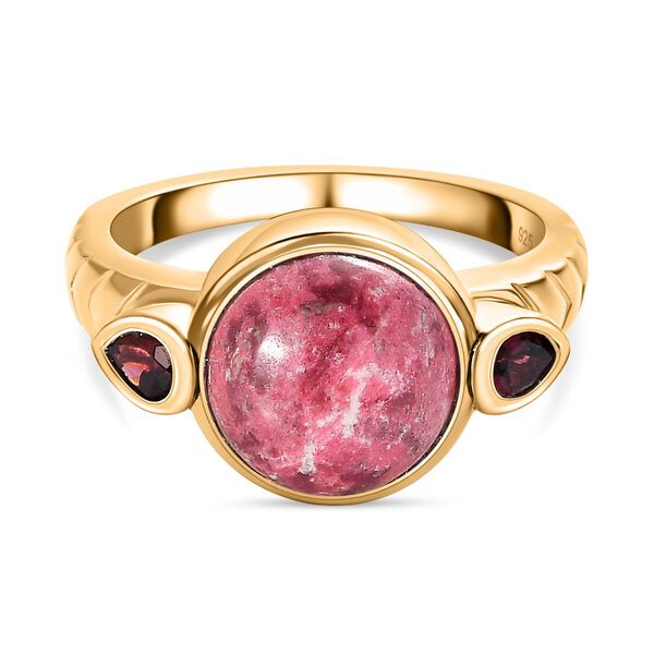 Norwegischer Thulit und Rhodolith Granat-Ring - 5,63 ct.