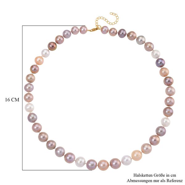 AAA Mehrfarbige Edison Perle (9-11 mm) Halskette, ca. 45 cm + 5 cm extender, 925 Silber vergoldet image number 6