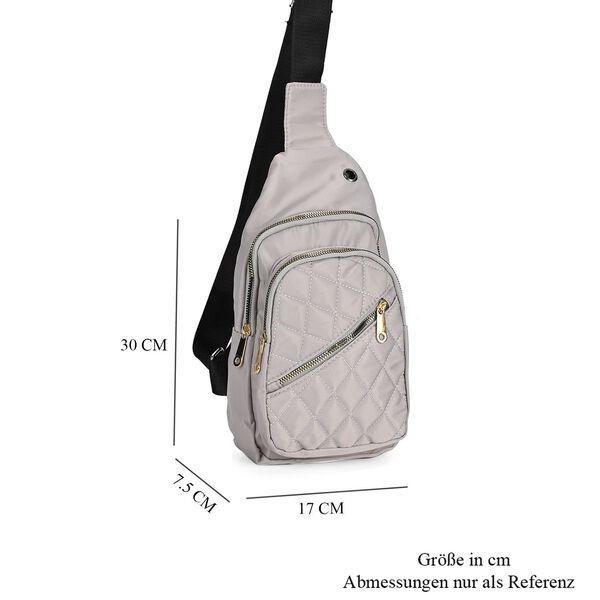 Stepp-Slingtasche mit RFID-Schutz und Kopfhöreröffnung, Größe: 17x7,5x30cm, Hellgrau image number 7