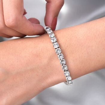 LUSTRO STELLA - &ouml;sterreichisches, wei&szlig;es Kristall-Armband, 19 cm lang, 925 Silber platiniert ca. 13,81 ct